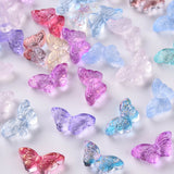 Transparent Spray Painted Glass Beads, Butterfly, Mixed Color, 8x15x4.5mm, Hole: 1mm, 100pc/Set