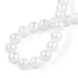 Electroplate Opaque Glass Beads Strands, AB Color Plated, Round, White, 6~6.5mm, Hole: 1.4mm, about 67~70pcs/strand, 14.76 inch~15.16 inch(37.5~38.5cm), 20Strand/Set