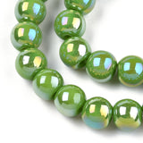 Electroplate Opaque Glass Beads Strands, AB Color Plated, Round, Lime Green, 6~6.5mm, Hole: 1.4mm, about 67~70pcs/strand, 14.76 inch~15.16 inch(37.5~38.5cm), 20Strand/Set