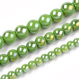 Electroplate Opaque Glass Beads Strands, AB Color Plated, Round, Lime Green, 6~6.5mm, Hole: 1.4mm, about 67~70pcs/strand, 14.76 inch~15.16 inch(37.5~38.5cm), 20Strand/Set