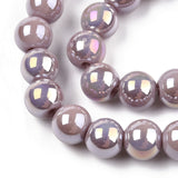 Electroplate Opaque Glass Beads Strands, AB Color Plated, Round, Rosy Brown, 6~6.5mm, Hole: 1.4mm, about 67~70pcs/strand, 14.76 inch~15.16 inch(37.5~38.5cm), 20Strand/Set