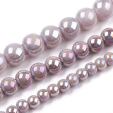 Electroplate Opaque Glass Beads Strands, AB Color Plated, Round, Rosy Brown, 6~6.5mm, Hole: 1.4mm, about 67~70pcs/strand, 14.76 inch~15.16 inch(37.5~38.5cm), 20Strand/Set