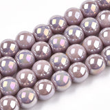 Electroplate Opaque Glass Beads Strands, AB Color Plated, Round, Rosy Brown, 6~6.5mm, Hole: 1.4mm, about 67~70pcs/strand, 14.76 inch~15.16 inch(37.5~38.5cm), 20Strand/Set