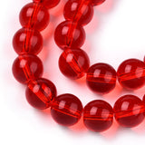 Transparent Glass Beads Strands, Round, Red, 8~8.5mm, Hole: 1.5mm, about 51~53pcs/strand, 14.96 inch~15.55 inch(38~39.7cm), 20Strand/Set