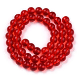 Transparent Glass Beads Strands, Round, Red, 8~8.5mm, Hole: 1.5mm, about 51~53pcs/strand, 14.96 inch~15.55 inch(38~39.7cm), 20Strand/Set