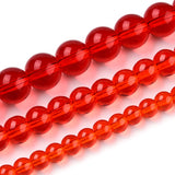 Transparent Glass Beads Strands, Round, Red, 8~8.5mm, Hole: 1.5mm, about 51~53pcs/strand, 14.96 inch~15.55 inch(38~39.7cm), 20Strand/Set