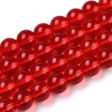 Transparent Glass Beads Strands, Round, Red, 8~8.5mm, Hole: 1.5mm, about 51~53pcs/strand, 14.96 inch~15.55 inch(38~39.7cm), 20Strand/Set