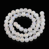 Transparent Frosted Glass Bead Strands, AB Color Plated, Round, WhiteSmoke, 8x7mm, Hole: 1mm, about 51~55pcs/strand, 14.37~15.55 inch(36.5~39.5cm), 10Strand/Set