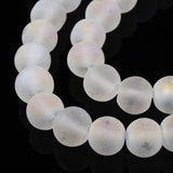 Transparent Frosted Glass Bead Strands, AB Color Plated, Round, WhiteSmoke, 8x7mm, Hole: 1mm, about 51~55pcs/strand, 14.37~15.55 inch(36.5~39.5cm), 10Strand/Set