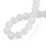 Transparent Frosted Glass Bead Strands, AB Color Plated, Round, WhiteSmoke, 8x7mm, Hole: 1mm, about 51~55pcs/strand, 14.37~15.55 inch(36.5~39.5cm), 10Strand/Set