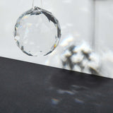 Transparent K9 Glass Pendants, Faceted, Teardrop Charms, for Chandelier, Spherical, Clear, 40mm