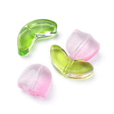 30Pcs 2 Style Transparent Glass Beads, Tulip & Leaf, Mixed Color, 8.5~14x6.5~9x4~5mm, Hole: 1mm, 15Pcs/style