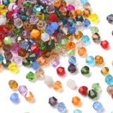 Glass Beads, Faceted, Bicone, Mixed Style, Mixed Color, 4.5x4mm, Hole: 1mm, about 300pcs/bag