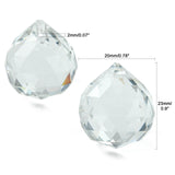 Glass Pendants, Crystal Suncatcher, teardrop, Clear, 20mm in diameter, 23mm thick hole:2mm, 65pc/Set