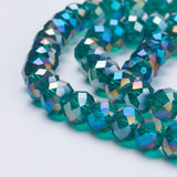 Electroplate Glass Beads, Mixed Color, AB Color Plated, Faceted Rondelle, 8mm in diameter, 6mm thick, hole: 1mm, about 63~65pcs/strand, 39~40cm, 10Strand/Set