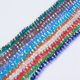 Electroplate Glass Beads, Mixed Color, AB Color Plated, Faceted Rondelle, 8mm in diameter, 6mm thick, hole: 1mm, about 63~65pcs/strand, 39~40cm, 10Strand/Set