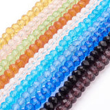 Handmade Glass Glass Beads, Faceted Rondelle, Mixed Color, 8x6mm, Hole: 1mm, about 63~65pcs/strand, 39~40cm, 10Strand/Set