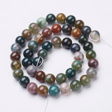 Natural Indian Agate Beads Strands, Round, 8mm, Hole: 1mm, about 46pcs/strand, 15~16 inch, 10Strand/Set