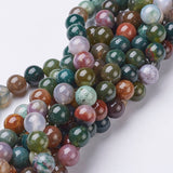 Natural Indian Agate Beads Strands, Round, 8mm, Hole: 1mm, about 46pcs/strand, 15~16 inch, 10Strand/Set