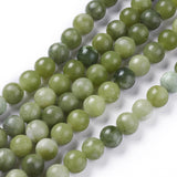 Natural Gemstone Beads, Taiwan Jade, Natural Energy Stone Healing Power for Jewelry Making, Round, Olive Drab, 8mm, Hole: 1.5mm, about 46~48pcs/strand, 15~16 inch, 10Strand/Set