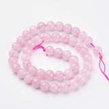 Natural Rose Quartz Beads Strands, Round, 8mm, Hole: 1mm, about 46pcs/strand, 10Strand/Set