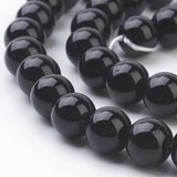 Synthetic Black Stone Beads Strands, Dyed, Round, Black, 8mm, Hole: 1mm, about 49pcs/strand, 14.5~15 inch, 10Strands/Set