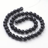 Synthetic Black Stone Beads Strands, Dyed, Round, Black, 8mm, Hole: 1mm, about 49pcs/strand, 14.5~15 inch, 10Strands/Set