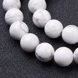 Gemstone Beads Strands, Natural Howlite Round Beads, White, 4mm, Hole: 0.8mm, about 85~86pcs/strand, 15~16 inch, 10Strand/Set