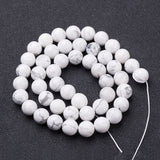 Gemstone Beads Strands, Natural Howlite Round Beads, White, 4mm, Hole: 0.8mm, about 85~86pcs/strand, 15~16 inch, 10Strand/Set