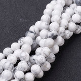 Gemstone Beads Strands, Natural Howlite Round Beads, White, 4mm, Hole: 0.8mm, about 85~86pcs/strand, 15~16 inch, 10Strand/Set