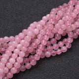 Natural Rose Quartz Beads Strands, Round, 4mm, Hole: 0.8mm, about 85~90pcs/Strand, 15~16 inch, 10Strand/Set