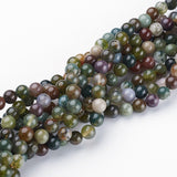 Natural Indian Agate Beads Strands, Round, 6mm, Hole: 0.8mm, about 59~62pcs/strand, 15~16 inch, 10Strand/Set