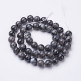 Natural Larvikite Beads Strands, Round, about 8mm, Hole: 1mm, about 47~49pcs/strand, 15.5 inch, 10Strand/Set