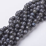 Natural Larvikite Beads Strands, Round, about 8mm, Hole: 1mm, about 47~49pcs/strand, 15.5 inch, 10Strand/Set