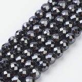 Non-Magnetic Synthetic Hematite Beads Strands, Faceted, Round, Black, about 4mm in diameter, hole:1mm, 103pcs/strand, 16 inch, 5Strands/Set