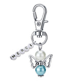 Angel Big Pendants, with Glass Pearl Round Beads, Acrylic Beads, Alloy Beads & Swivel Lobster Claw Clasps , Platinum, 56mm, 50pc/Set