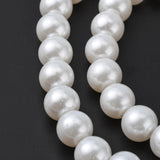 Glass Pearl Beads Strands, Pearlized, Round, White, 10mm, Hole: 1mm, about 80pcs/strand, 30.71 inch(78cm)., 15Strand/Set