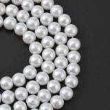 Glass Pearl Beads Strands, Pearlized, Round, White, 10mm, Hole: 1mm, about 80pcs/strand, 30.71 inch(78cm)., 15Strand/Set