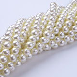 Glass Pearl Beads Strands, Pearlized, Round, Creamy White, 10mm, Hole: 1mm, about 80pcs/strand, 32 inch, 15Strand/Set