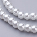 Glass Pearl Beads Strands, Pearlized, Round, White, 4~5mm, Hole: 1mm, about 200pcs/strand, 30.71 inch(78cm), 20Strands/Set