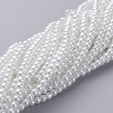 Glass Pearl Beads Strands, Pearlized, Round, White, 4~5mm, Hole: 1mm, about 200pcs/strand, 30.71 inch(78cm), 20Strands/Set