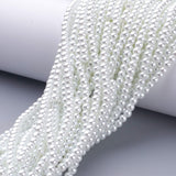 Glass Pearl Beads Strands, Pearlized, Round, White, 4~5mm, Hole: 1mm, about 200pcs/strand, 30.71 inch(78cm), 20Strands/Set