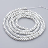 Glass Pearl Beads Strands, Pearlized, Round, White, 4~5mm, Hole: 1mm, about 200pcs/strand, 30.71 inch(78cm), 20Strands/Set