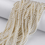 Glass Pearl Beads Strands, Pearlized, Round, Creamy White, 4~5mm, Hole: 1mm, about 200pcs/strand, 30.71 inch(78cm), 20Strands/Set