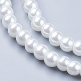 Glass Pearl Beads Strands, for Beading Jewelry Making, Pearlized Crafts Jewelry Making, Round, White, 6mm, Hole: 1mm, about 140pcs/strand, 32 inch, 20Strands/Set