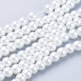 Glass Pearl Beads Strands, for Beading Jewelry Making, Pearlized Crafts Jewelry Making, Round, White, 6mm, Hole: 1mm, about 140pcs/strand, 32 inch, 20Strands/Set