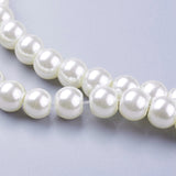 Glass Pearl Beads Strands, Pearlized, Round, Creamy White, 6mm, Hole: 1mm, about 140pcs/strand, 32 inch, 20Strands/Set