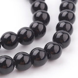 Glass Pearl Beads Strands, Pearlized, Round, Black, 6mm, Hole: 1mm, about 140pcs/strand, 32 inch, 20Strands/Set