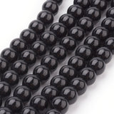 Glass Pearl Beads Strands, Pearlized, Round, Black, 6mm, Hole: 1mm, about 140pcs/strand, 32 inch, 20Strands/Set