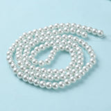 Glass Pearl Beads Strands, Pearlized, Round, White, 8mm, Hole: 1mm, about 100pcs/strand, 30.71 inch(78cm), 15Strands/Set